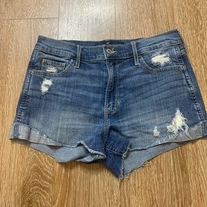 Hollister Distressed Blue Denim Shorts size 5/27
